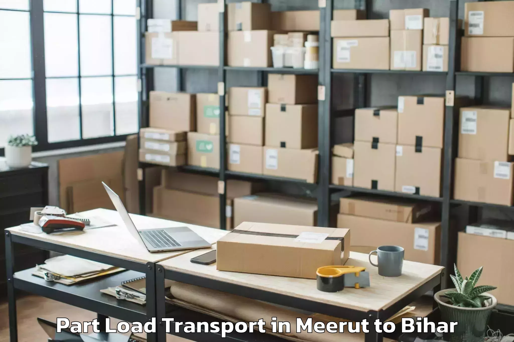 Book Meerut to Lauriya Nandangarh Part Load Transport Online